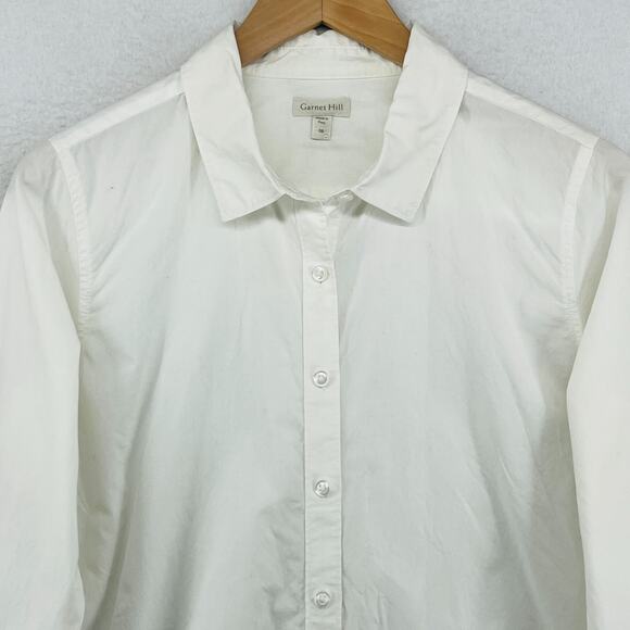 GARNET HILL Shirt 8 M Organic Pima Cotton Woven Button Up Long Sleeve White - Picture 5 of 15